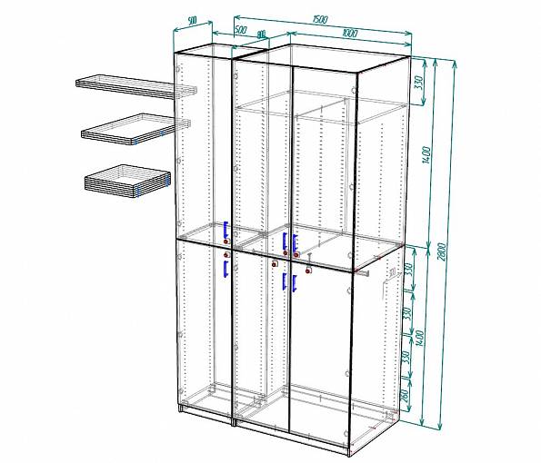 ЭСКИЗ шкаф №000097831 (1500х2800х800)