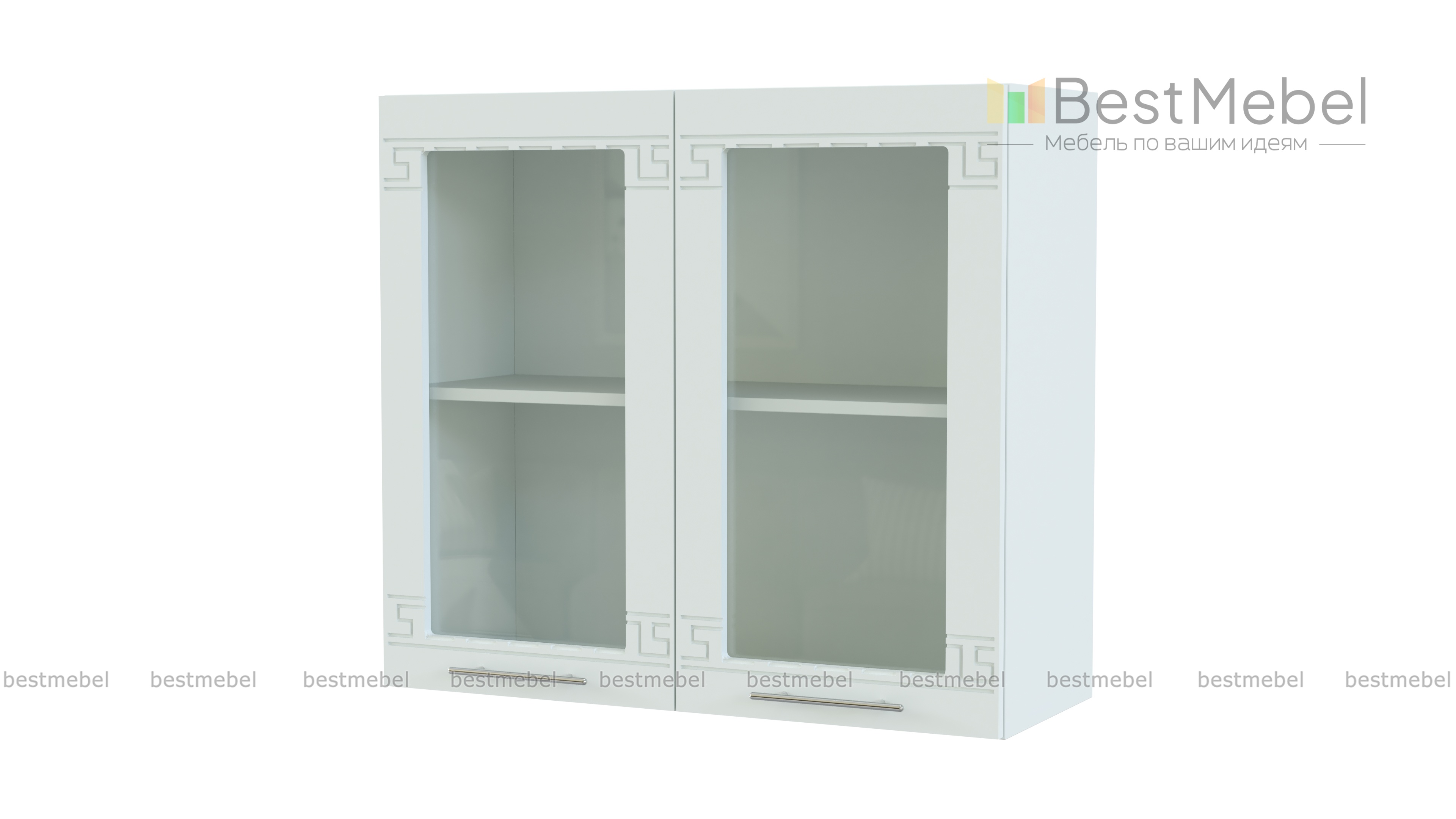 Шкаф навесной 2 двери со стеклом Греция BMS