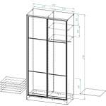 Шкаф-купе АХ-28-27 BMS(Белье - Платье (2 верх. полки) (2))