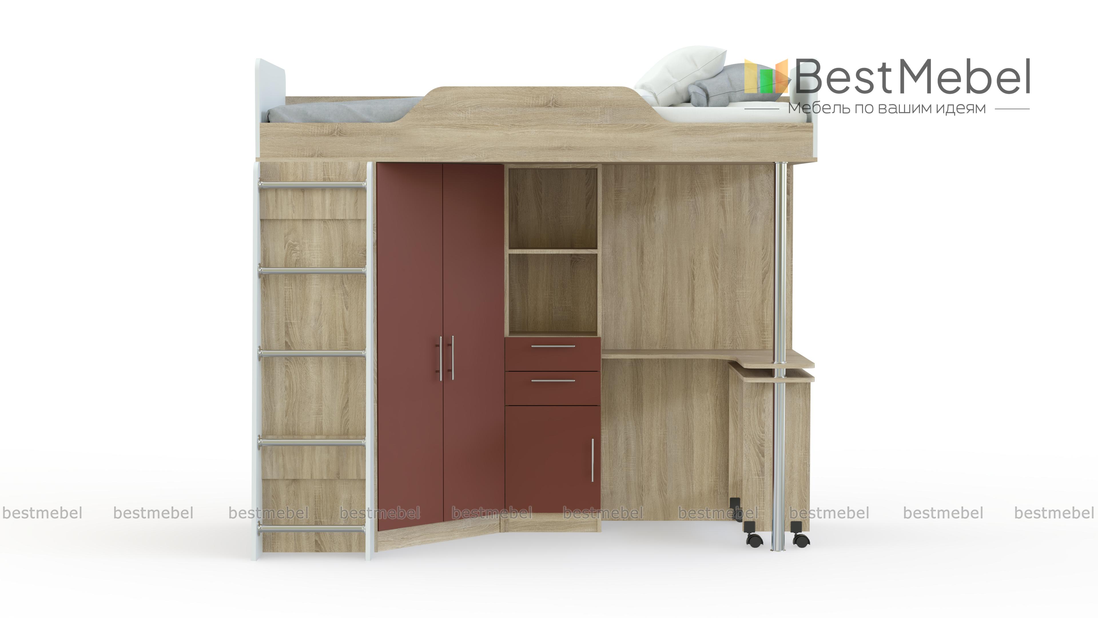 Кровать-чердак со столом Ника 427 BMS - Фото